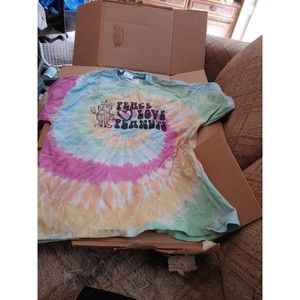 2xl mens preowned port and co pastel spiral peace love and peanuts tshirt